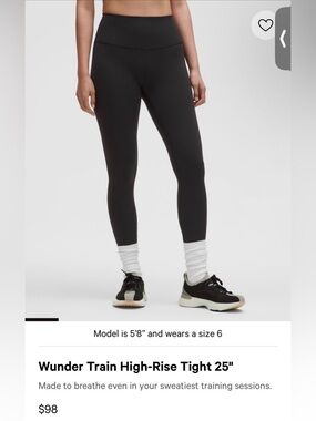 Lululemon Wunder Train High-Rise Tight 25" - Size 4 BLACK